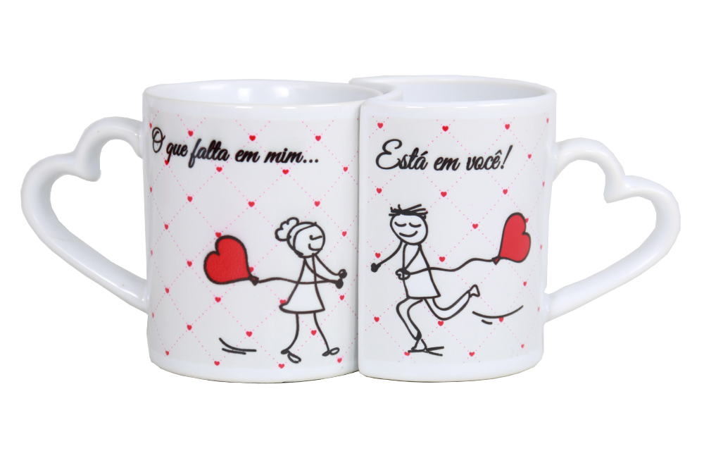 Personalização de caneca de duplo coração