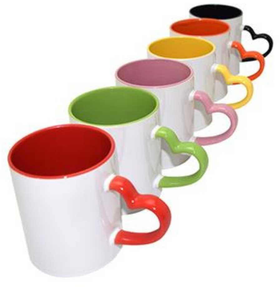 Personalização de caneca com alça de coração